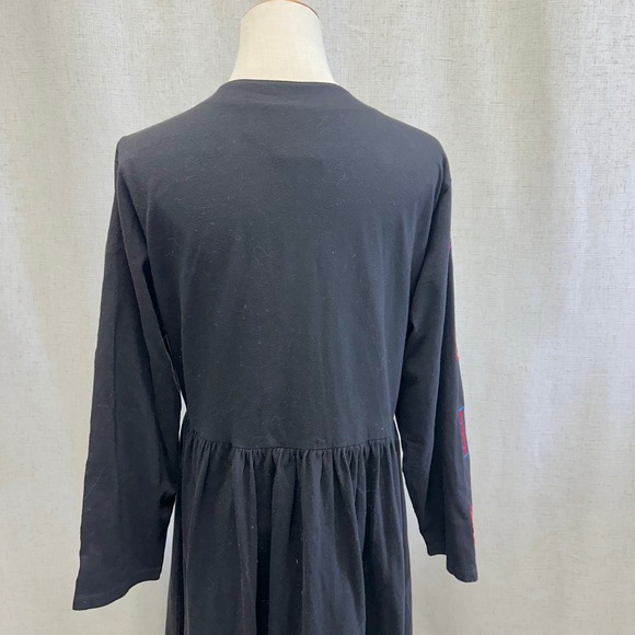 Michael Simon Lite Black Artsy Patchwork Embroidered Lagenlook Maxi Dress Large - Picture 14 of 14